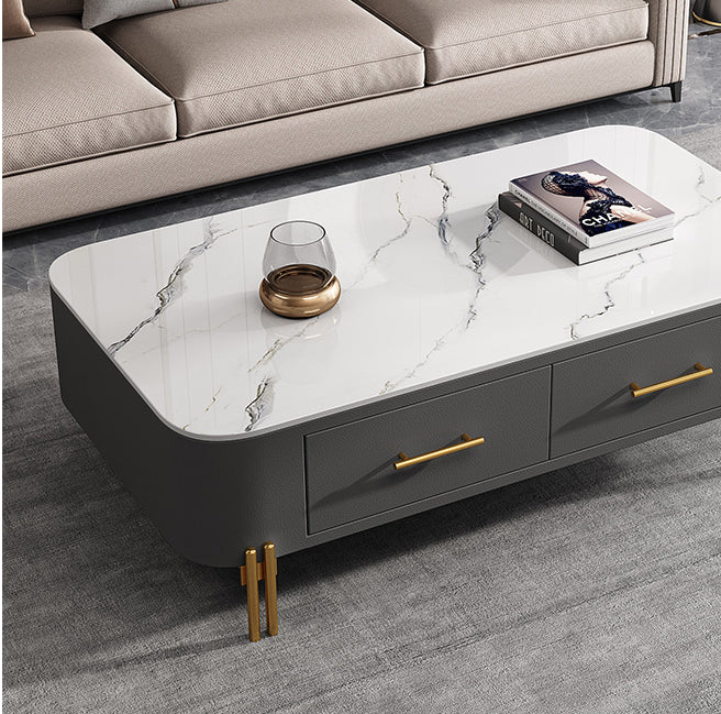 Glam 4 Legs Coffee Table Slate Rectangular Coffee Table for Home Clearhalo 'Coffee & Accent Tables' 'Coffee Tables' 'coffee_tables' 'furn' 'furn_coffee_tables' 'Furniture' 'Living Room Furniture' 5766454