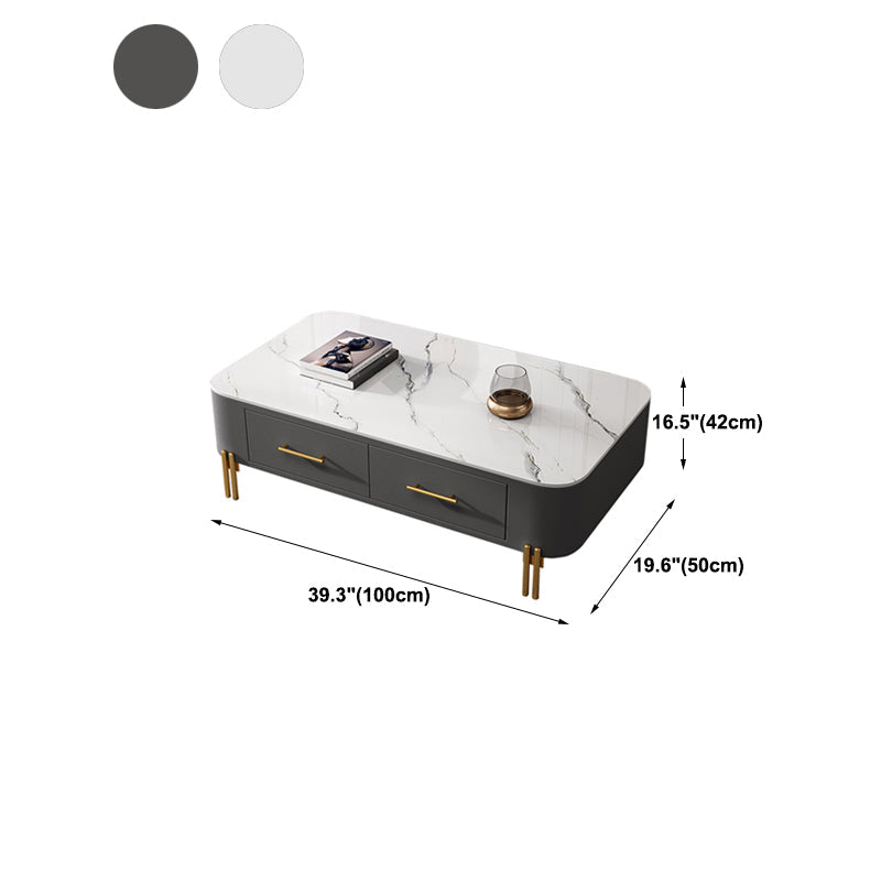 Glam 4 Legs Coffee Table Slate Rectangular Coffee Table for Home Clearhalo 'Coffee & Accent Tables' 'Coffee Tables' 'coffee_tables' 'furn' 'furn_coffee_tables' 'Furniture' 'Living Room Furniture' 5766455