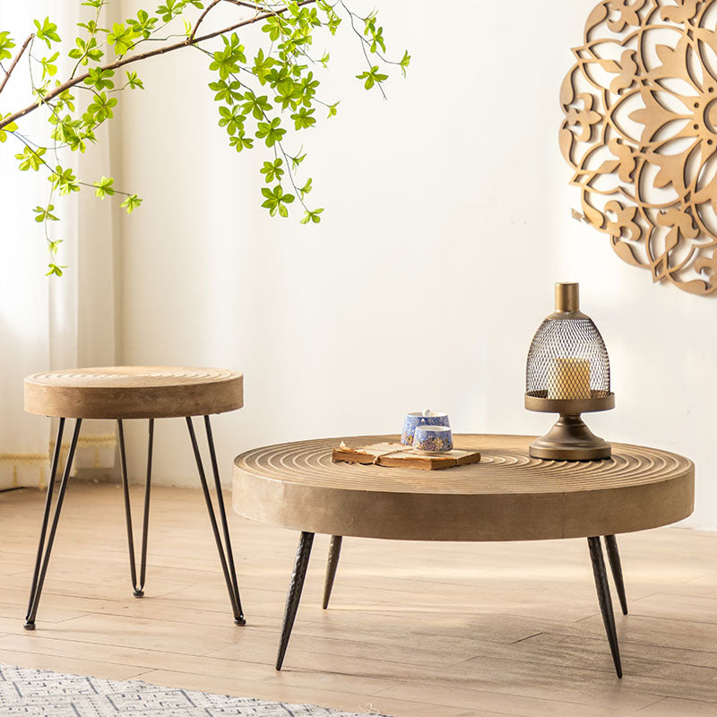 Table basse en bois moderne, Table de Cocktail ronde en forme de dessus pour le salon