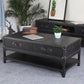 French Country Distressed Cocktail Table Wooden Coffee Table Set for Living Room Shelves Included Clearhalo 'Coffee & Accent Tables' 'Coffee Tables' 'coffee_tables' 'furn' 'furn_coffee_tables' 'Furniture' 'Living Room Furniture' 5766596