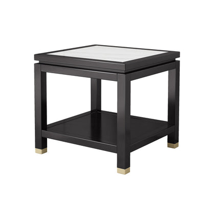 23.62 inch Wide Contemporary Style Coffee Cocktail Table Solid Wood Coffee Table 23.6"L x 23.6"W x 21.7"H Black