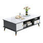 15.7" H Rectangle Wooden Coffee Table Metal 4 Legs Cocktail Table with Storage