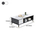 15.7" H Rectangle Wooden Coffee Table Metal 4 Legs Cocktail Table with Storage