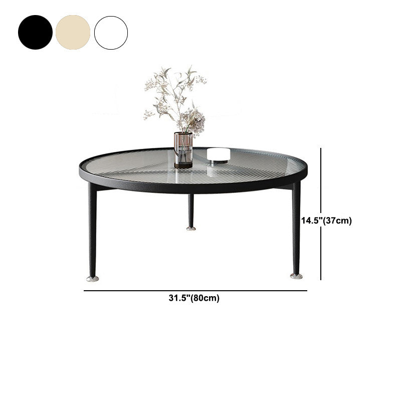 Round Metal 3 Legs Base Design Transparent Glass Table Coffee Table