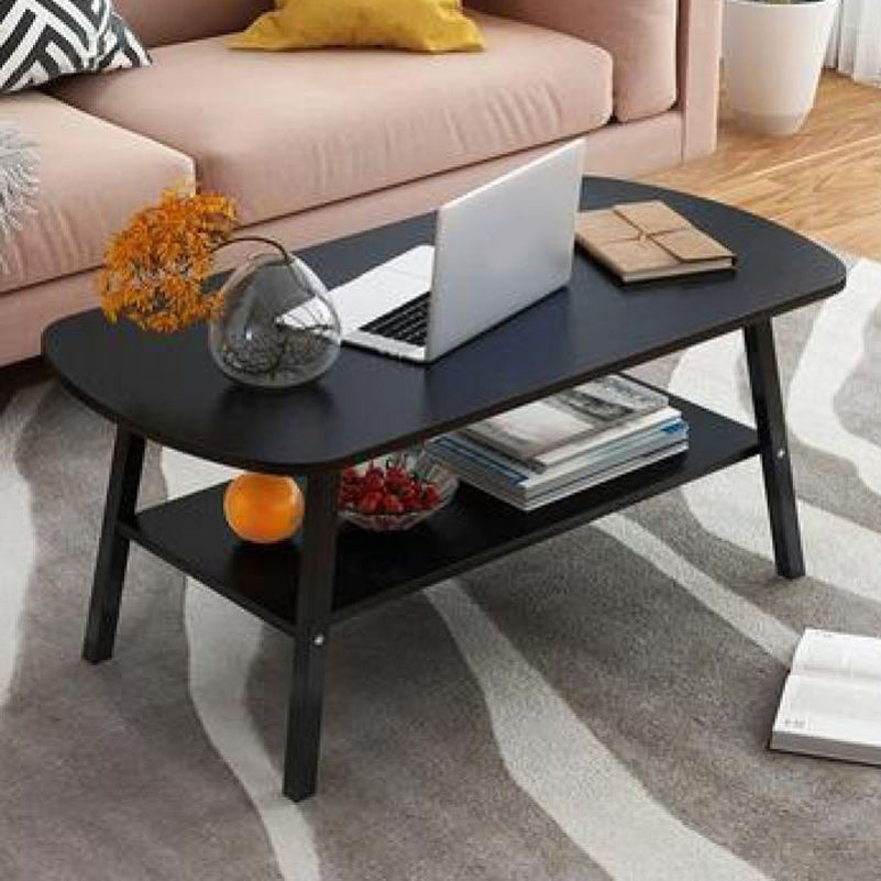 Moderno tavolino da caffè in legno da 19,6 "H rettangolo in acciaio 4 gambe tavolo da cocktail