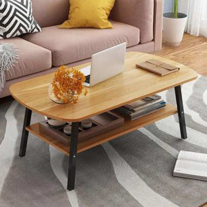 Moderno tavolino da caffè in legno da 19,6 "H rettangolo in acciaio 4 gambe tavolo da cocktail