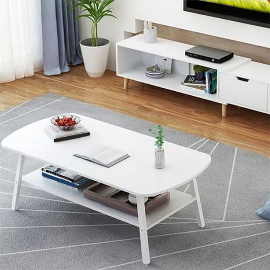 Modern 19.6" H Rectangle Wooden Coffee Table Steel 4 Legs Cocktail Table