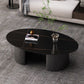 Glam 15.7" H Oval Slate Coffee Table Iron 2 Legs Cocktail Table Matte Black Clearhalo 'Coffee & Accent Tables' 'Coffee Tables' 'coffee_tables' 'furn' 'furn_coffee_tables' 'Furniture' 'Living Room Furniture' 5766803