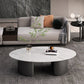 Glam 15.7" H Oval Slate Coffee Table Iron 2 Legs Cocktail Table Clearhalo 'Coffee & Accent Tables' 'Coffee Tables' 'coffee_tables' 'furn' 'furn_coffee_tables' 'Furniture' 'Living Room Furniture' 5766804