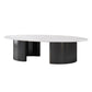 Glam 15.7" H Oval Slate Coffee Table Iron 2 Legs Cocktail Table Clearhalo 'Coffee & Accent Tables' 'Coffee Tables' 'coffee_tables' 'furn' 'furn_coffee_tables' 'Furniture' 'Living Room Furniture' 5766806