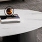 Glam 15.7" H Oval Slate Coffee Table Iron 2 Legs Cocktail Table Clearhalo 'Coffee & Accent Tables' 'Coffee Tables' 'coffee_tables' 'furn' 'furn_coffee_tables' 'Furniture' 'Living Room Furniture' 5766807