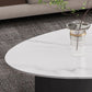 Glam 15.7" H Oval Slate Coffee Table Iron 2 Legs Cocktail Table Clearhalo 'Coffee & Accent Tables' 'Coffee Tables' 'coffee_tables' 'furn' 'furn_coffee_tables' 'Furniture' 'Living Room Furniture' 5766808