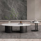 Glam 15.7" H Oval Slate Coffee Table Iron 2 Legs Cocktail Table Clearhalo 'Coffee & Accent Tables' 'Coffee Tables' 'coffee_tables' 'furn' 'furn_coffee_tables' 'Furniture' 'Living Room Furniture' 5766809