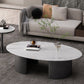 Glam 15.7" H Oval Slate Coffee Table Iron 2 Legs Cocktail Table Gloss White Clearhalo 'Coffee & Accent Tables' 'Coffee Tables' 'coffee_tables' 'furn' 'furn_coffee_tables' 'Furniture' 'Living Room Furniture' 5766810