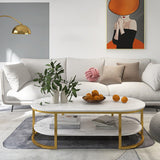 Oval Modern Coffee Table Wood Minimalist Coffee Table for Living Room