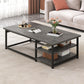 16.5" H Modern Rectangle Wooden Coffee Table Metal Frame Cocktail Table