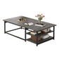 16.5" H Modern Rectangle Wooden Coffee Table Metal Frame Cocktail Table