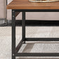 16.5" H Modern Rectangle Wooden Coffee Table Metal Frame Cocktail Table