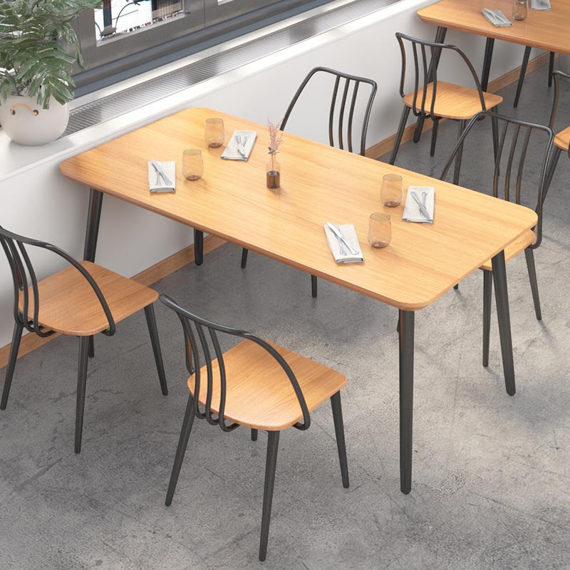 Industrial Style Natural Wood Table Metal 4 Legs Dining Table 70.9"L x 31.5"W x 29.5"H Without Chairs Clearhalo 'Dining Tables & Seating' 'Dining Tables' 'dining_table' 'furn' 'furn_dining_table' 'Furniture' 'Kitchen & Dining Furniture' 5766930