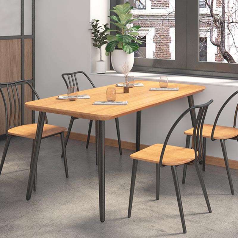 Industrial Style Natural Wood Table Metal 4 Legs Dining Table 78.7"L x 31.5"W x 29.5"H Without Chairs Clearhalo 'Dining Tables & Seating' 'Dining Tables' 'dining_table' 'furn' 'furn_dining_table' 'Furniture' 'Kitchen & Dining Furniture' 5766932