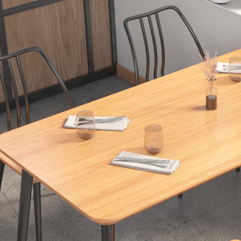 Industrial Style Natural Wood Table Metal 4 Legs Dining Table Clearhalo 'Dining Tables & Seating' 'Dining Tables' 'dining_table' 'furn' 'furn_dining_table' 'Furniture' 'Kitchen & Dining Furniture' 5766934