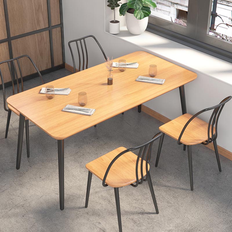 Industrial Style Natural Wood Table Metal 4 Legs Dining Table Clearhalo 'Dining Tables & Seating' 'Dining Tables' 'dining_table' 'furn' 'furn_dining_table' 'Furniture' 'Kitchen & Dining Furniture' 5766939