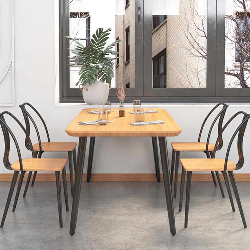 Industrial Style Natural Wood Table Metal 4 Legs Dining Table Clearhalo 'Dining Tables & Seating' 'Dining Tables' 'dining_table' 'furn' 'furn_dining_table' 'Furniture' 'Kitchen & Dining Furniture' 5766940