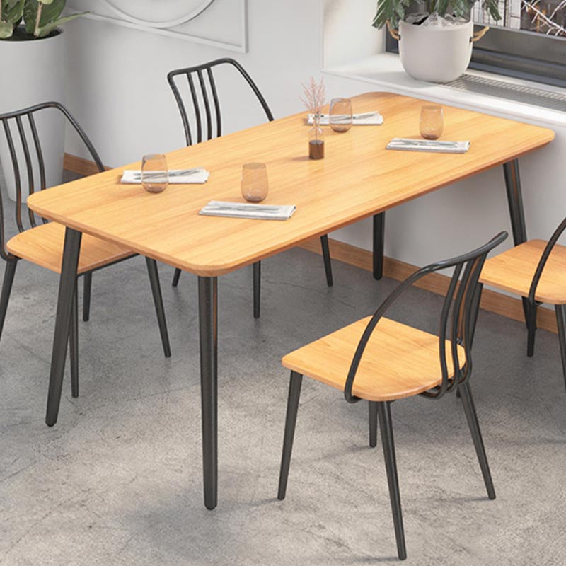 Industrial Style Natural Wood Table Metal 4 Legs Dining Table Clearhalo 'Dining Tables & Seating' 'Dining Tables' 'dining_table' 'furn' 'furn_dining_table' 'Furniture' 'Kitchen & Dining Furniture' 5766941