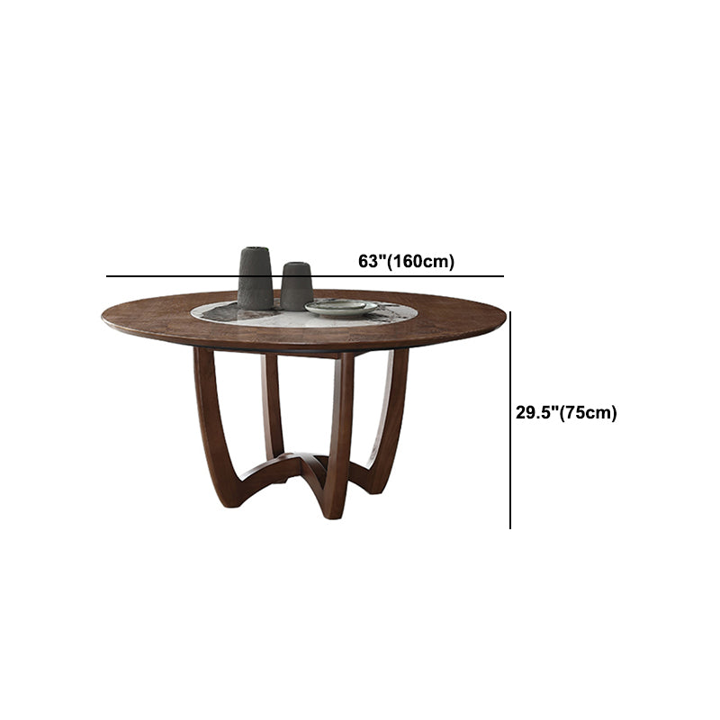 Meubles de plateau à manger en bois massif marron avec base de piédestal pour la maison