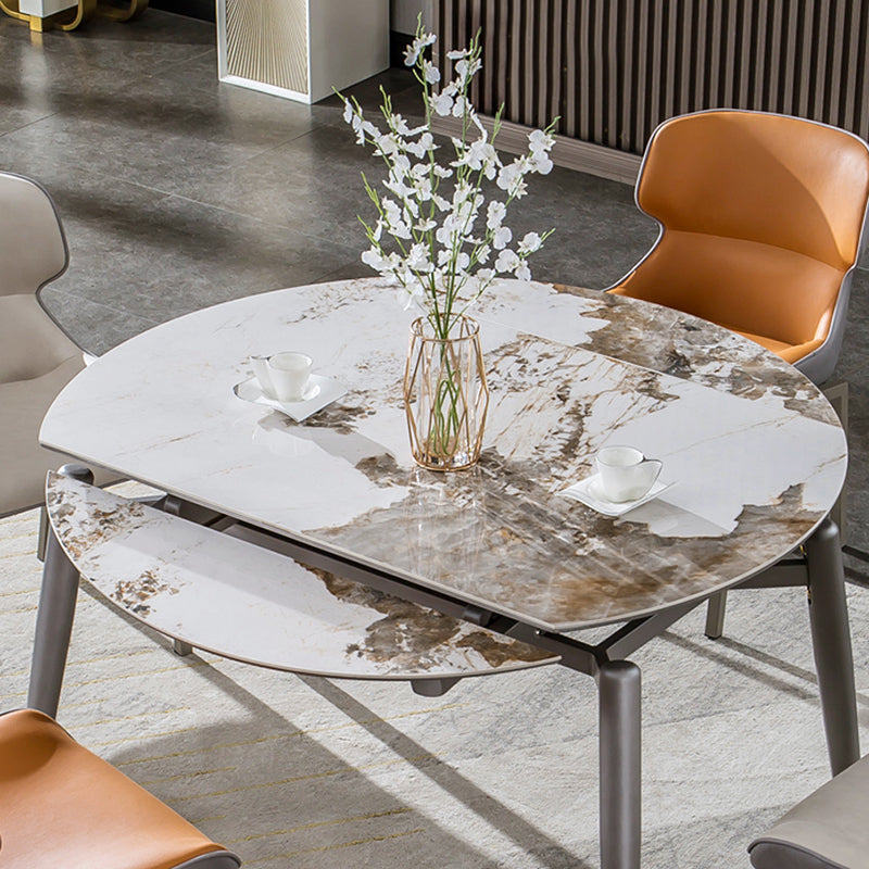 Table à manger extensible table de cuisine en pierre ronde moderne