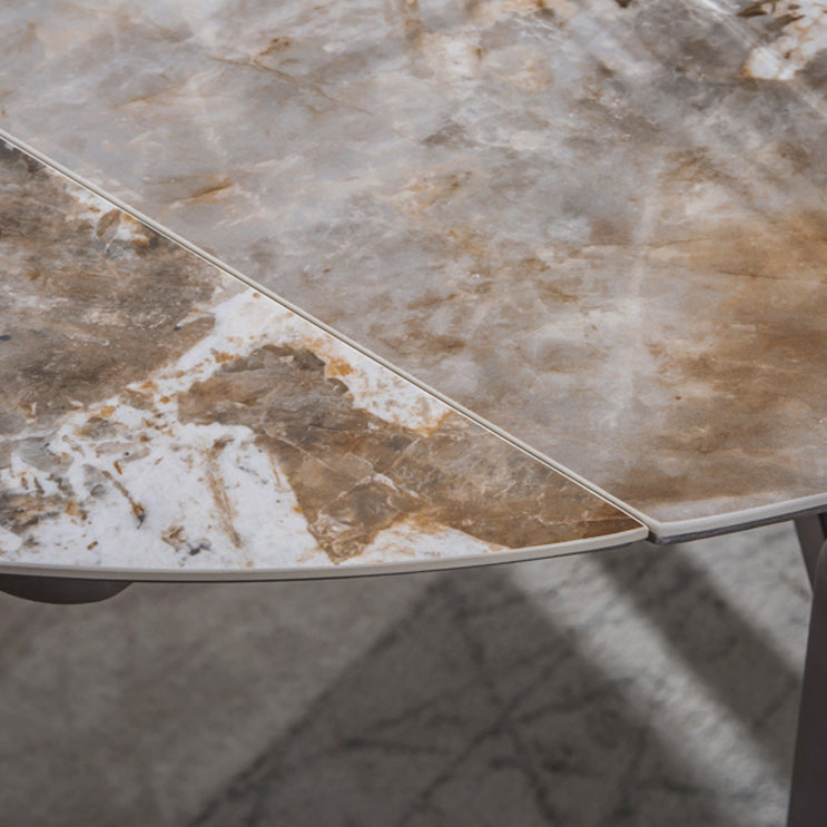 Table à manger extensible table de cuisine en pierre ronde moderne