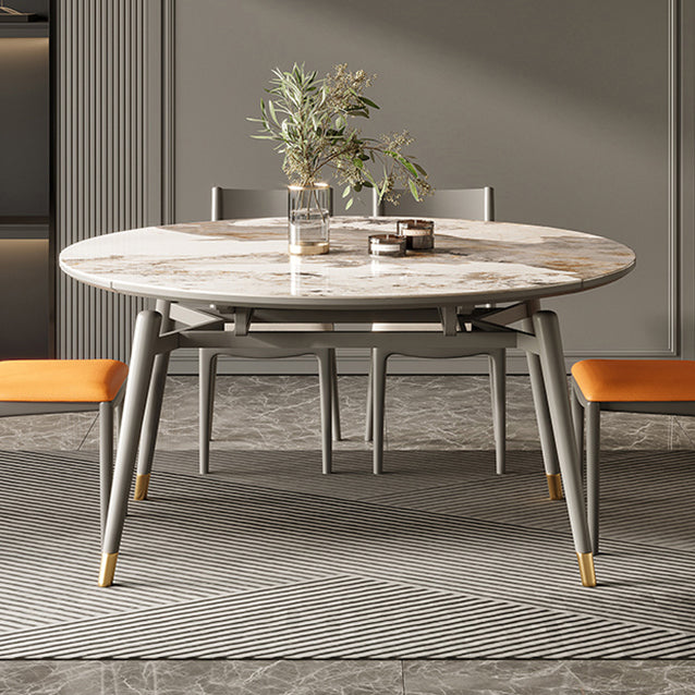 Table à manger extensible table de cuisine en pierre ronde moderne
