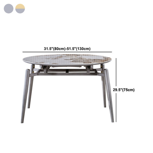 Extendable Dining Table Modern Round Stone Dinner Room Kitchen Table