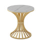Gold Pedestal Dining Table Modern Style Round Stone Top Table White Without Chairs Clearhalo 'Dining Tables & Seating' 'Dining Tables' 'dining_table' 'furn' 'furn_dining_table' 'Furniture' 'Kitchen & Dining Furniture' 5767045