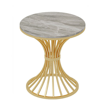 Gold Pedestal Dining Table Modern Style Round Stone Top Table Gray Without Chairs Clearhalo 'Dining Tables & Seating' 'Dining Tables' 'dining_table' 'furn' 'furn_dining_table' 'Furniture' 'Kitchen & Dining Furniture' 5767047