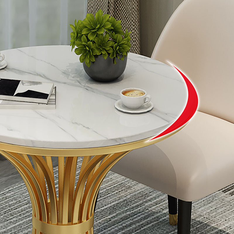 Gold Pedestal Dining Table Modern Style Round Stone Top Table Clearhalo 'Dining Tables & Seating' 'Dining Tables' 'dining_table' 'furn' 'furn_dining_table' 'Furniture' 'Kitchen & Dining Furniture' 5767052