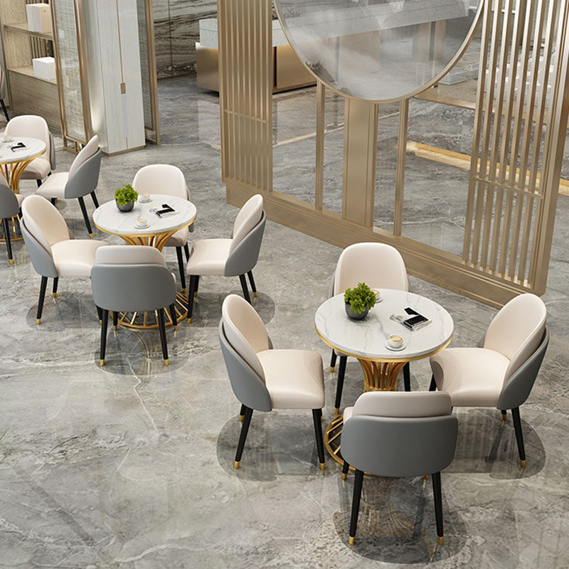 Gold Pedestal Dining Table Modern Style Round Stone Top Table Clearhalo 'Dining Tables & Seating' 'Dining Tables' 'dining_table' 'furn' 'furn_dining_table' 'Furniture' 'Kitchen & Dining Furniture' 5767054