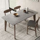 Retro Modern Grey Top Table Solid Wood 4 Legs Dining Room Table