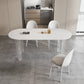 White Top Oval Dining Table Stone Dining Table with Acrylic Base