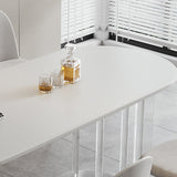 White Top Oval Dining Table Stone Dining Table with Acrylic Base