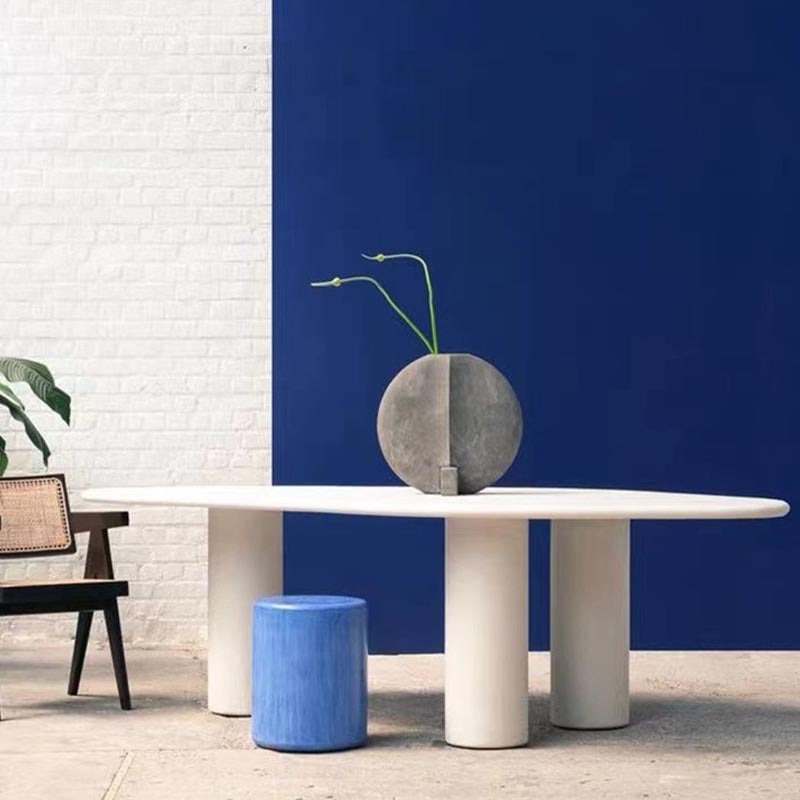 Modern Style White Wood Table Specialty Dining Table for Kitchen 63"L x 31.5"W x 29.5"H Without Chairs Clearhalo 'Dining Tables & Seating' 'Dining Tables' 'dining_table' 'furn' 'furn_dining_table' 'Furniture' 'Kitchen & Dining Furniture' 5767125