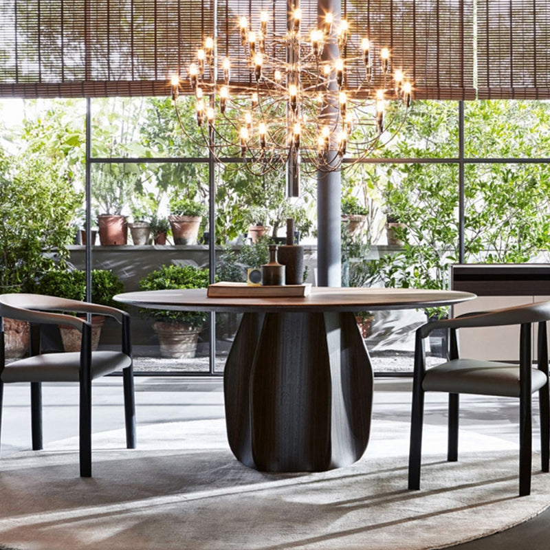 Round Standard Height Dining Table Modern Solid Wood Pedestal Dining Table