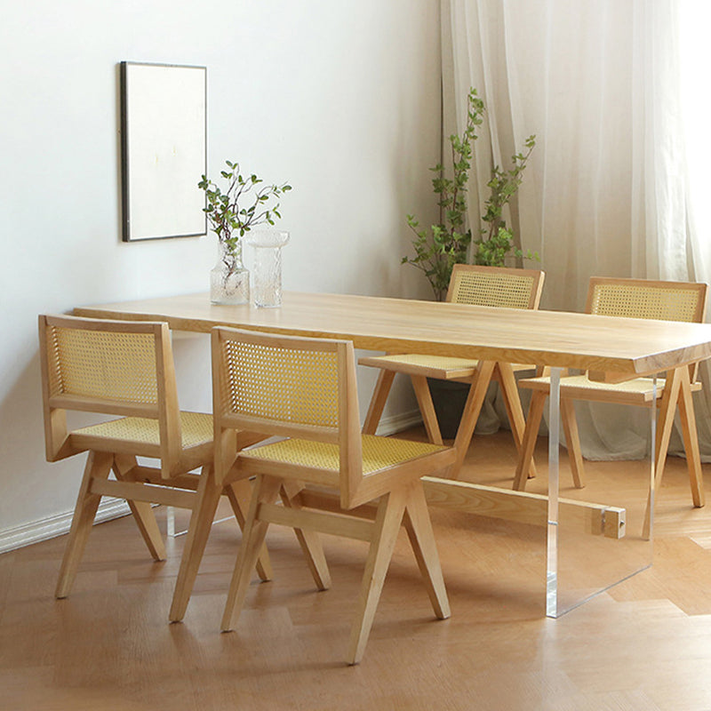 Table à manger spécialisée marron moderne en bois massif pour cuisine
