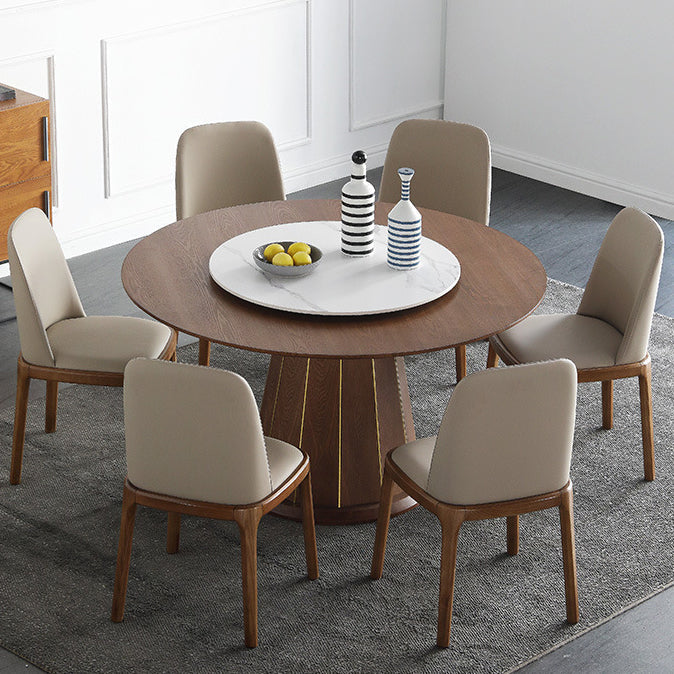 Table en bois de cendre contemporain pour table à manger au restaurant avec base de piédestal