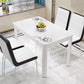 Rectangle Dining Table Modern White and Black in Glass Table for Kitchen