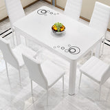 Rectangle Dining Table Modern White and Black in Glass Table for Kitchen