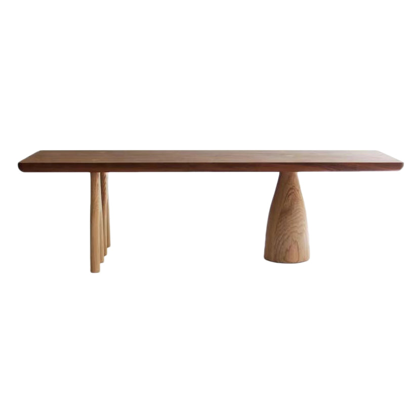 Mesa de comedor de madera sólida mesa de rectángulo marrón de estilo contemporáneo para cocina en casa