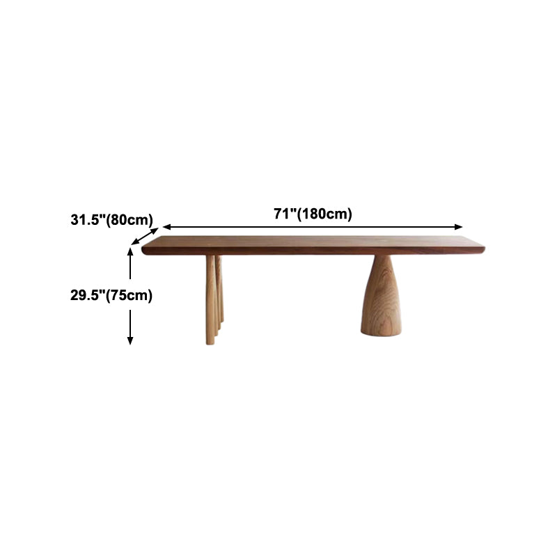 Mesa de comedor de madera sólida mesa de rectángulo marrón de estilo contemporáneo para cocina en casa