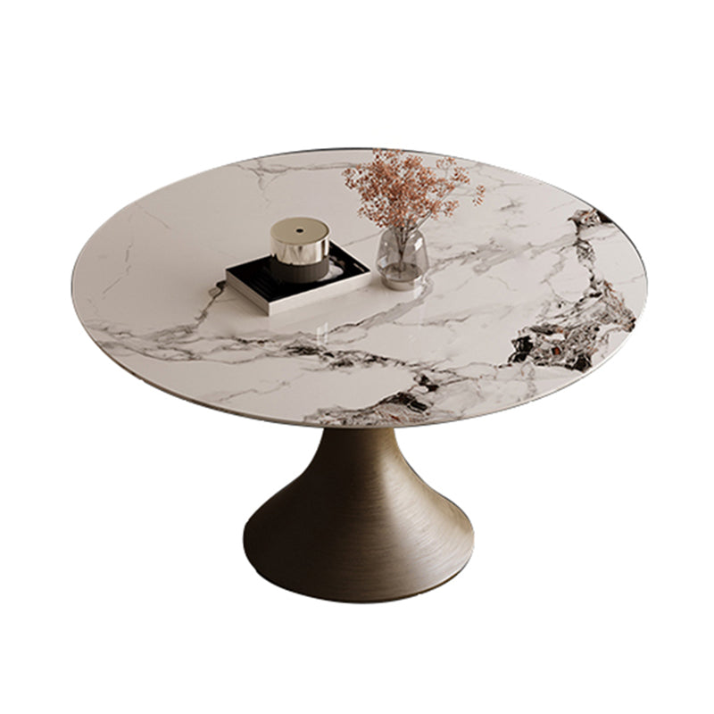 Traditional Luxury Round Table Stone Top Gold Base Dining Table White Without Chairs Clearhalo 'Dining Tables & Seating' 'Dining Tables' 'dining_table' 'furn' 'furn_dining_table' 'Furniture' 'Kitchen & Dining Furniture' 5767286