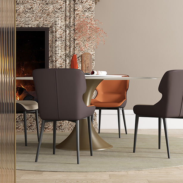 Traditional Luxury Round Table Stone Top Gold Base Dining Table Clearhalo 'Dining Tables & Seating' 'Dining Tables' 'dining_table' 'furn' 'furn_dining_table' 'Furniture' 'Kitchen & Dining Furniture' 5767288